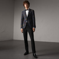 BLACK Pantalon habillé de coupe étroite en laine et mohair