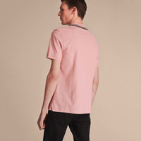 CHALK PINK Polo en piqué de coton avec col rayé