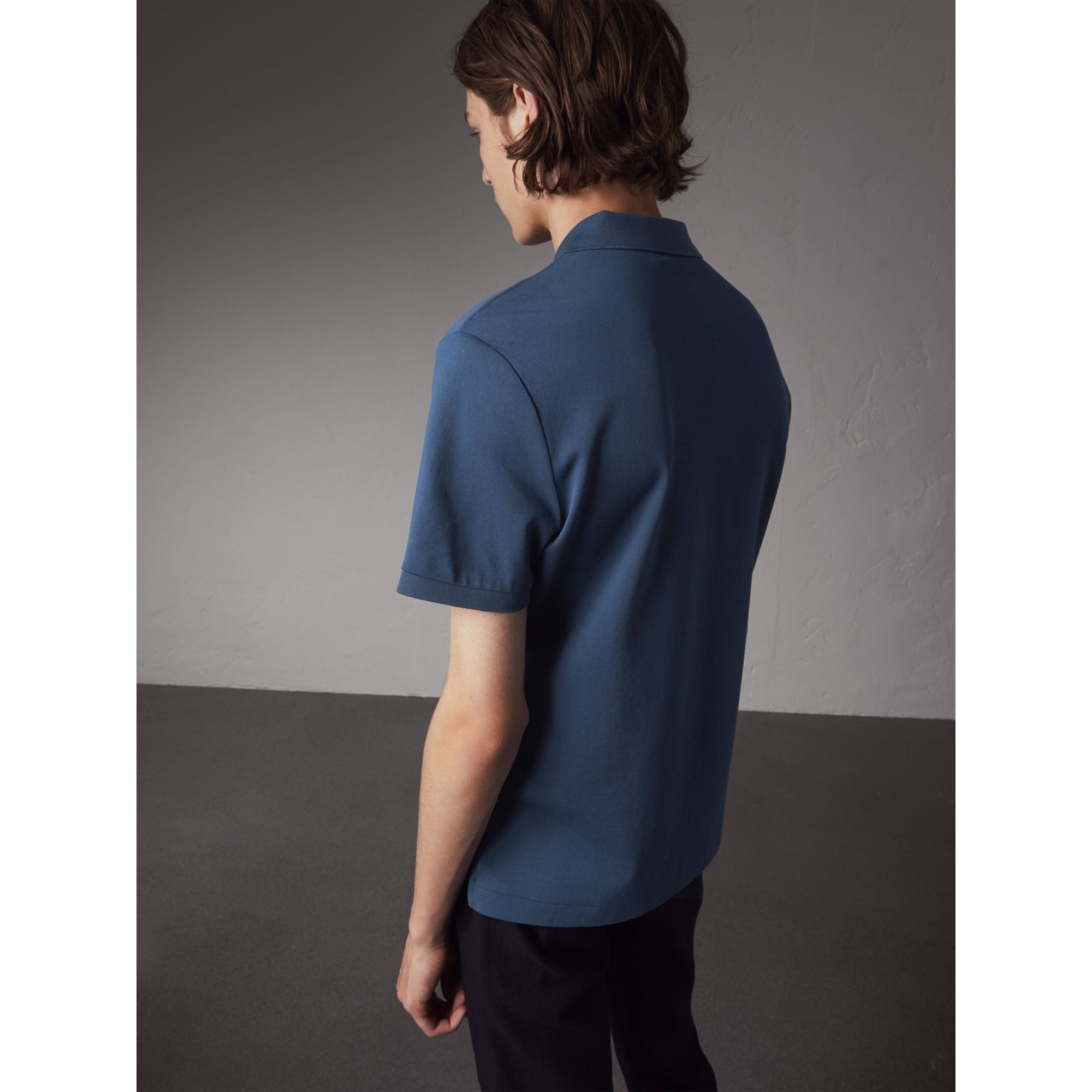 STEEL BLUE Polo en piqué de coton