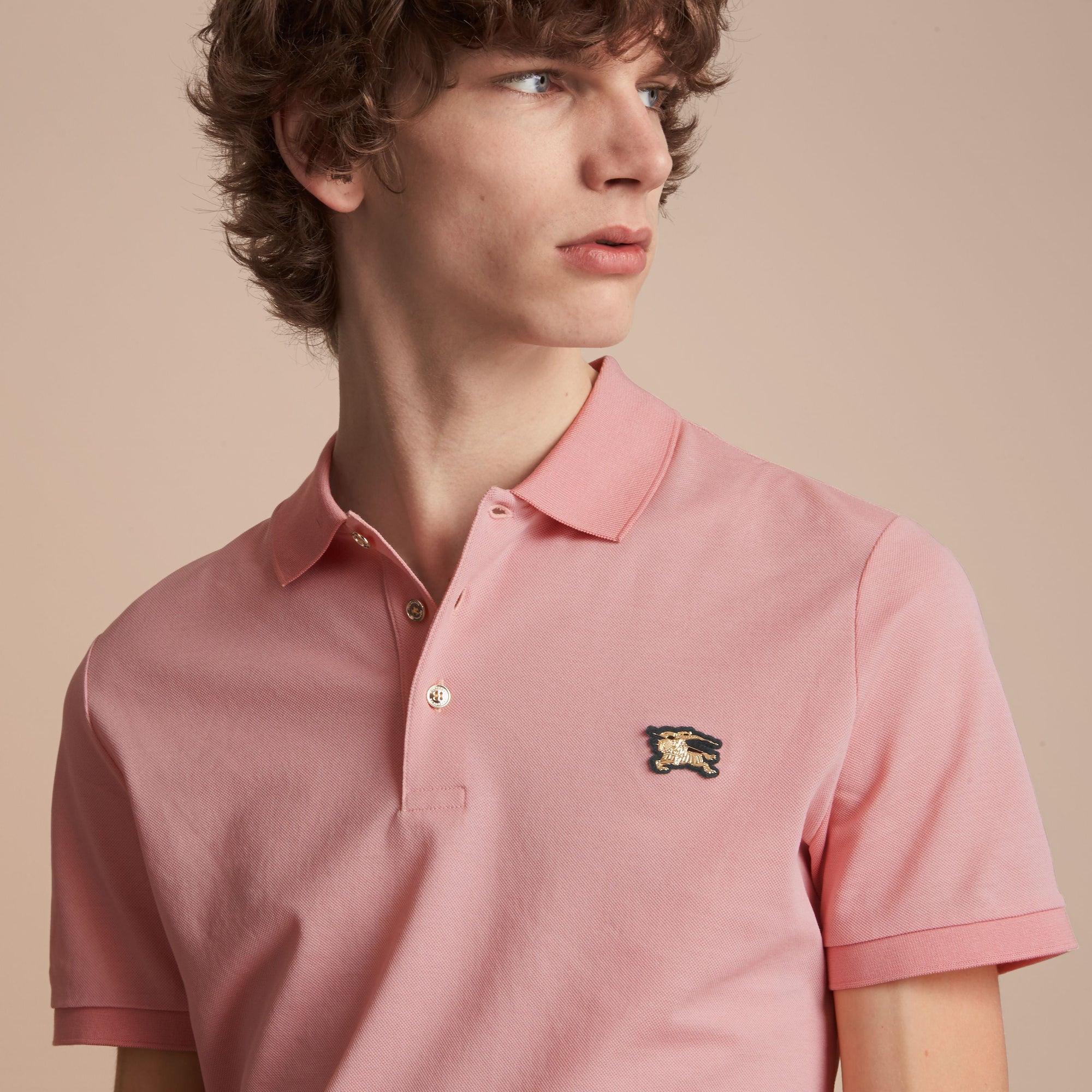 CHALK PINK Polo en piqué de coton