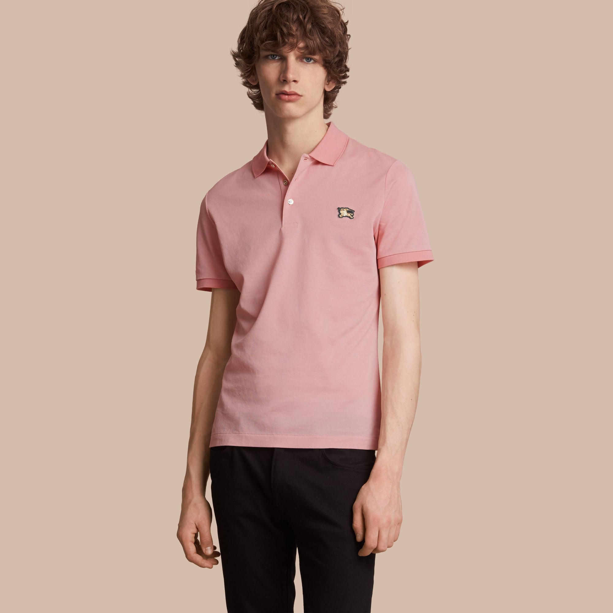 CHALK PINK Polo en piqué de coton