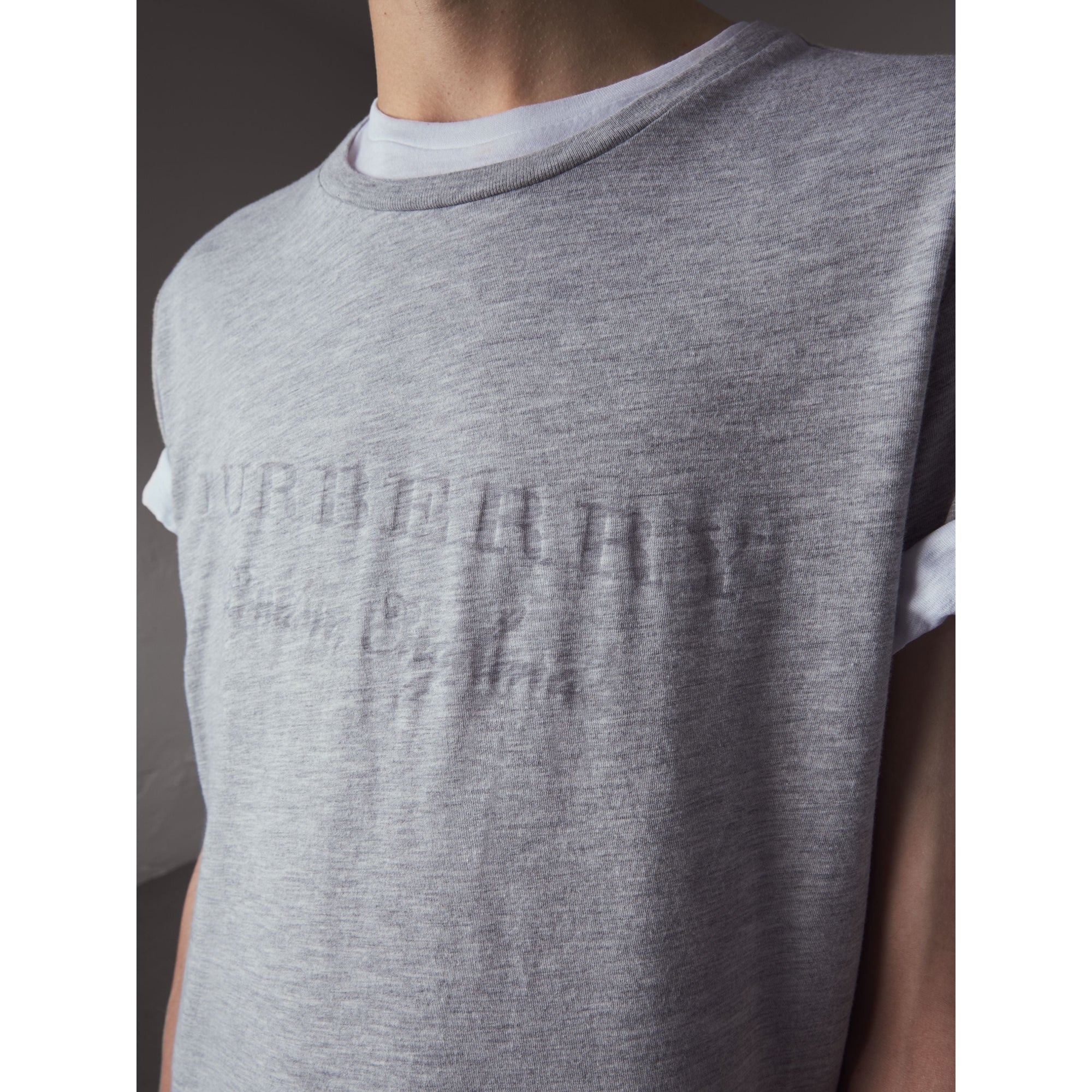 PALE GREY MELANGE T-shirt en jersey de coton à motif dévoré