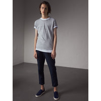 PALE GREY MELANGE T-shirt en jersey de coton à motif dévoré