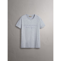 PALE GREY MELANGE T-shirt en jersey de coton à motif dévoré