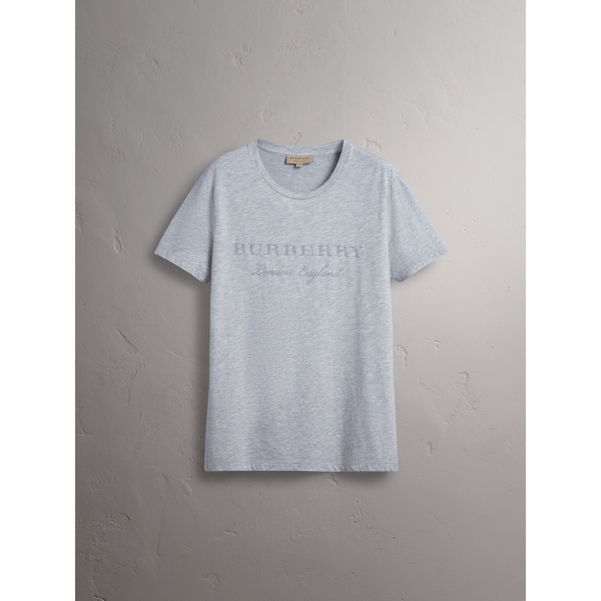 PALE GREY MELANGE T-shirt en jersey de coton à motif dévoré