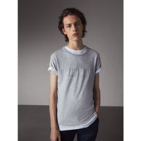 PALE GREY MELANGE T-shirt en jersey de coton à motif dévoré