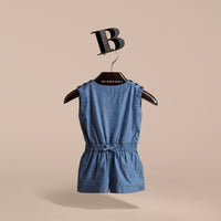 STONE BLUE Combinaison sans manches en chambray de coton