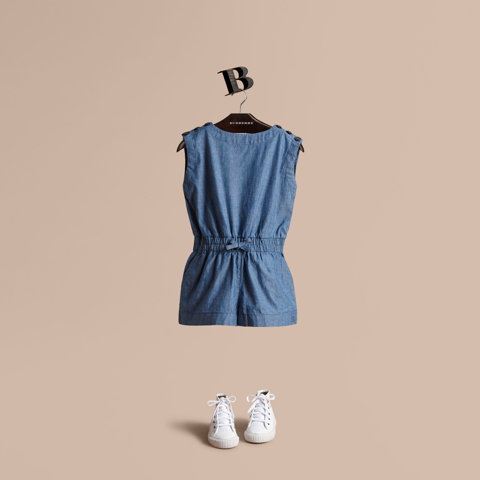 STONE BLUE Combinaison sans manches en chambray de coton