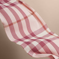 Écharpe légère en laine et cachemire à motif check - Rose craie