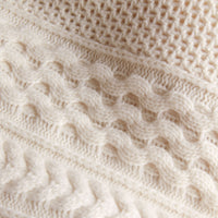 NATURAL WHITE Pull en laine et cachemire avec panneaux en maille torsadée et côtelée