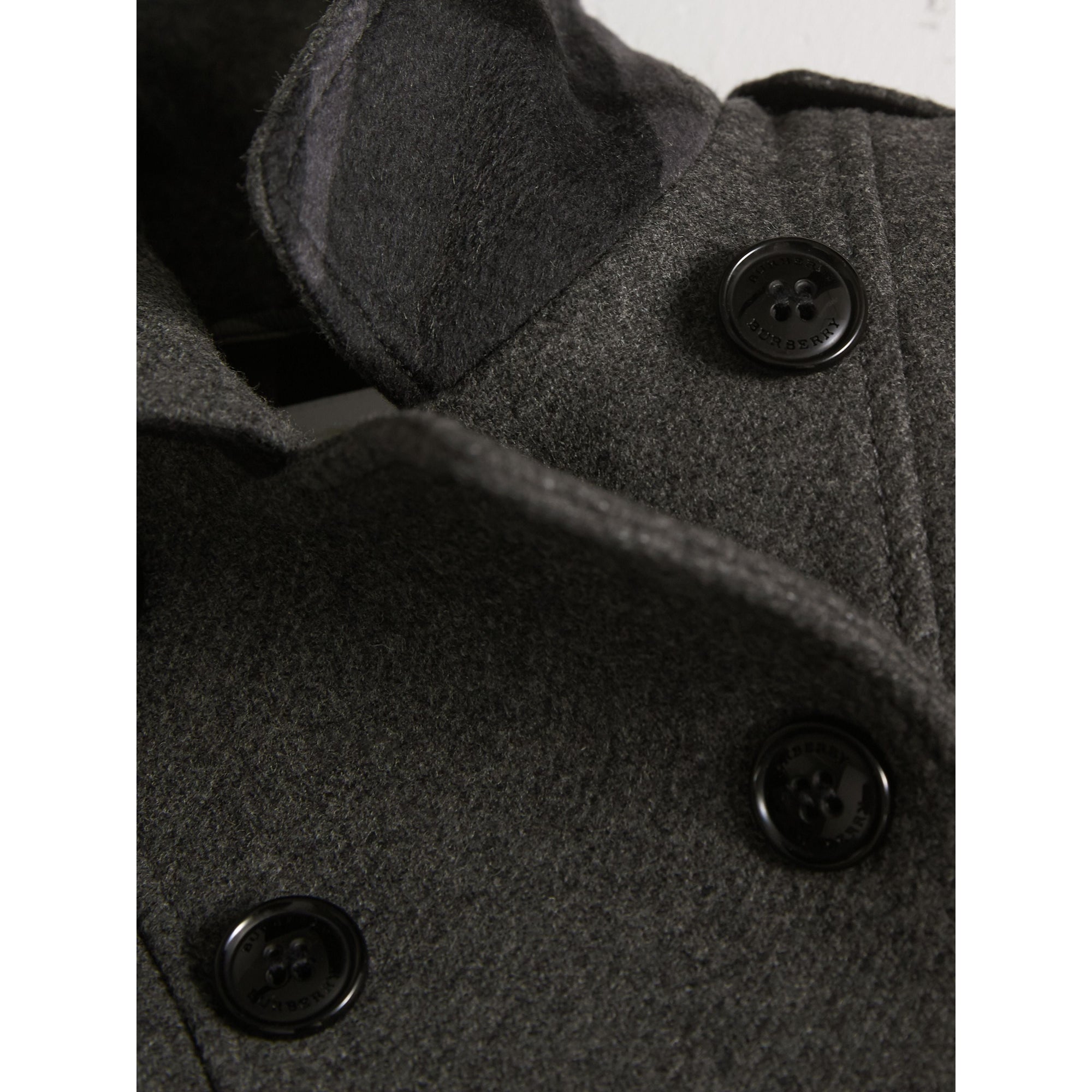 MID GREY MELANGE Manteau à double boutonnage en laine et cachemire techniques