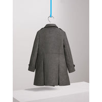 MID GREY MELANGE Manteau à double boutonnage en laine et cachemire techniques