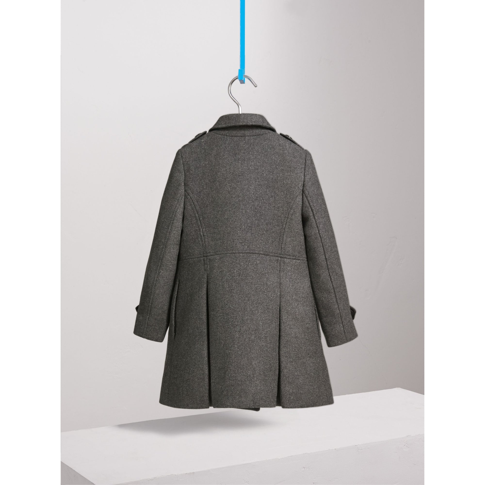 MID GREY MELANGE Manteau à double boutonnage en laine et cachemire techniques