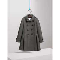 MID GREY MELANGE Manteau à double boutonnage en laine et cachemire techniques