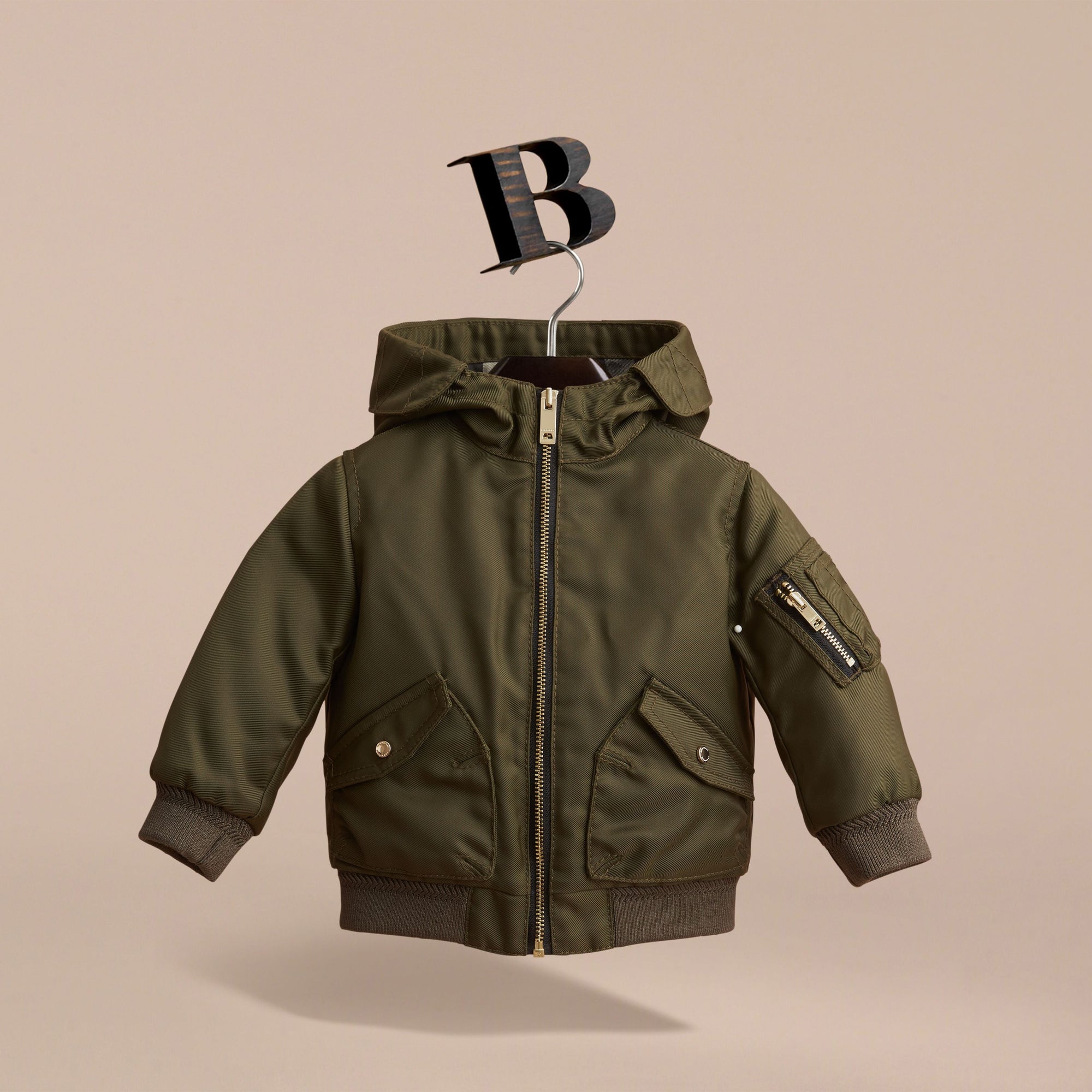 CAPER GREEN Bomber à capuche en sergé technique