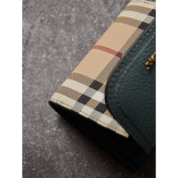 EUCALYPTUS GRN/MULTI Portefeuille en cuir et tissu Haymarket check