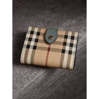 EUCALYPTUS GRN/MULTI Portefeuille en cuir et tissu Haymarket check