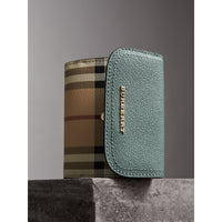 EUCALYPTUS GRN/MULTI Portefeuille en cuir et tissu Haymarket check