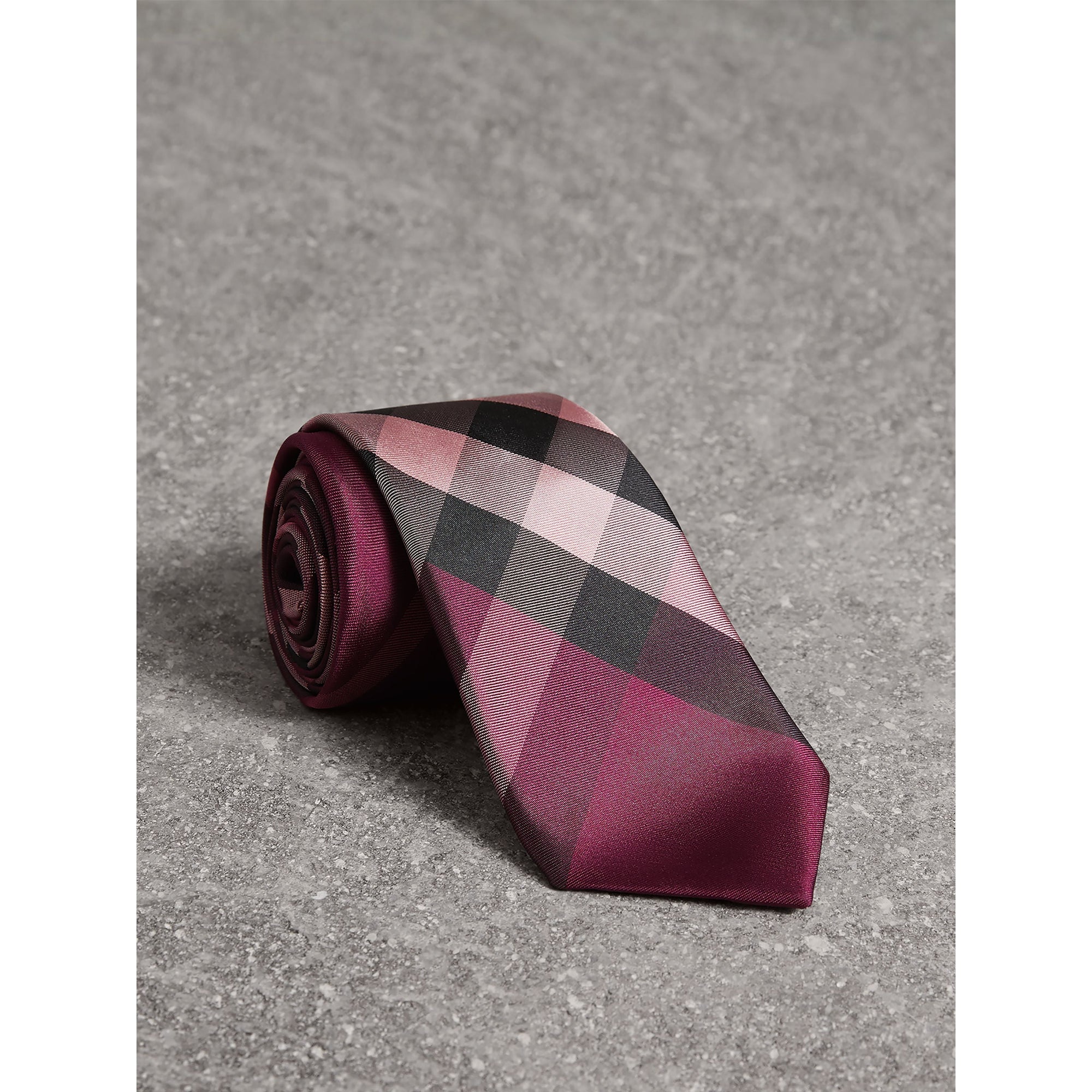 ROSE PINK Cravate moderne en soie à motif check