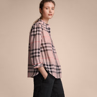 VINTAGE PINK Chemise en coton à motif check avec volants