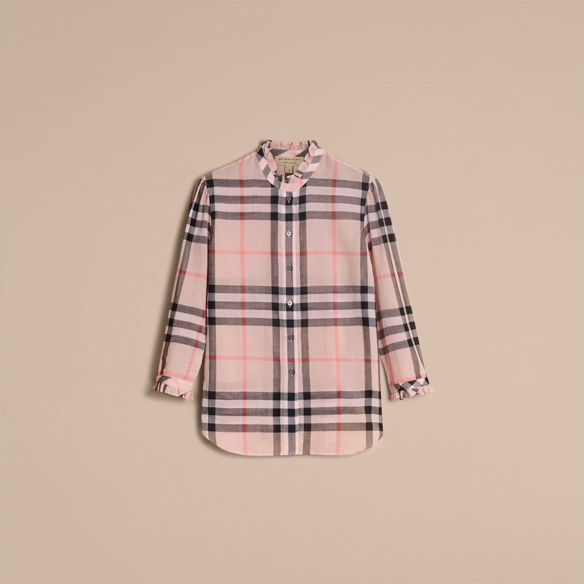 VINTAGE PINK Chemise en coton à motif check avec volants