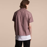 MAUVE Chemise en coton à manches courtes avec imprimé feuillage