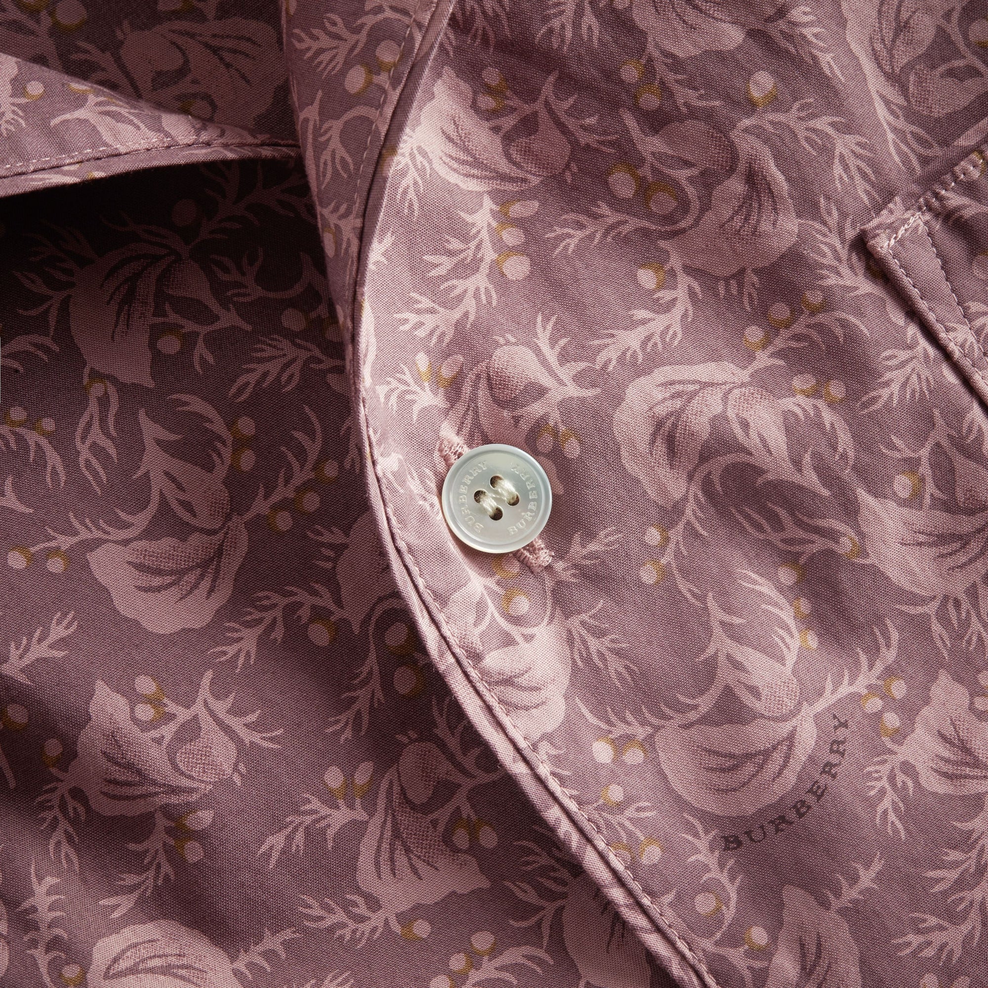 MAUVE Chemise en coton à manches courtes avec imprimé feuillage