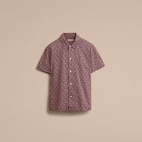 MAUVE Chemise en coton à manches courtes avec imprimé feuillage