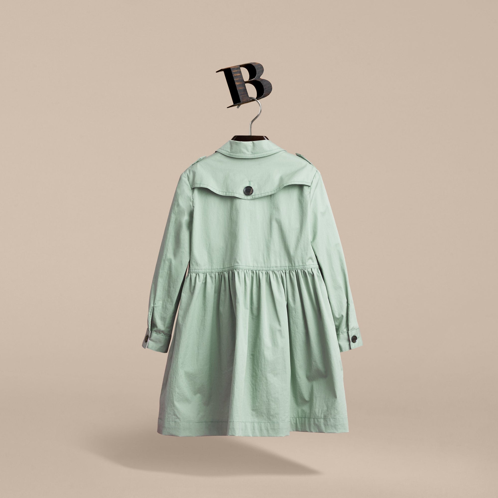 CELADON GREEN Robe trench en coton extensible avec éléments check