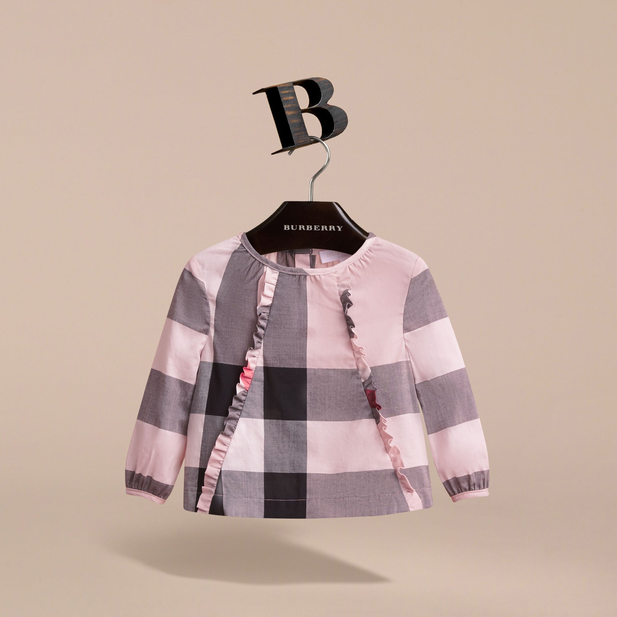VINTAGE PINK Haut en coton à motif check avec volants