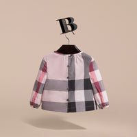 VINTAGE PINK Haut en coton à motif check avec volants