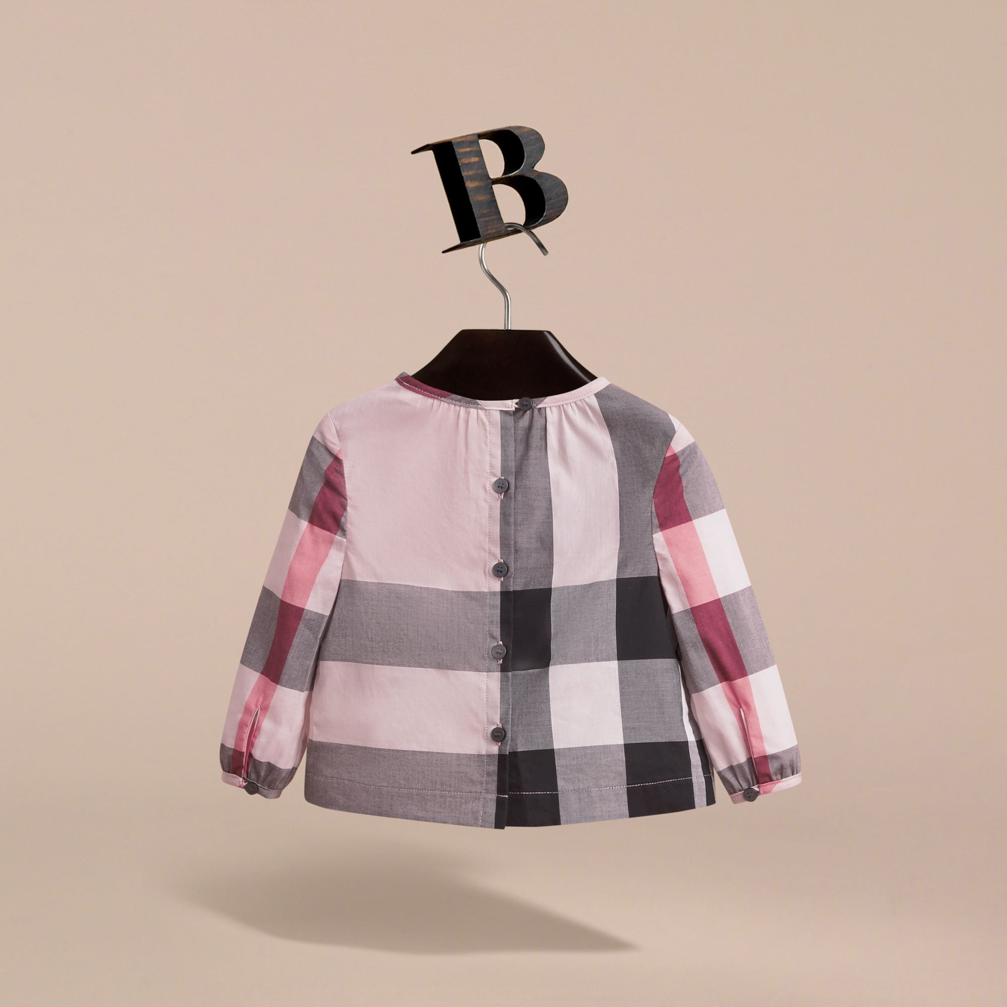 VINTAGE PINK Haut en coton à motif check avec volants