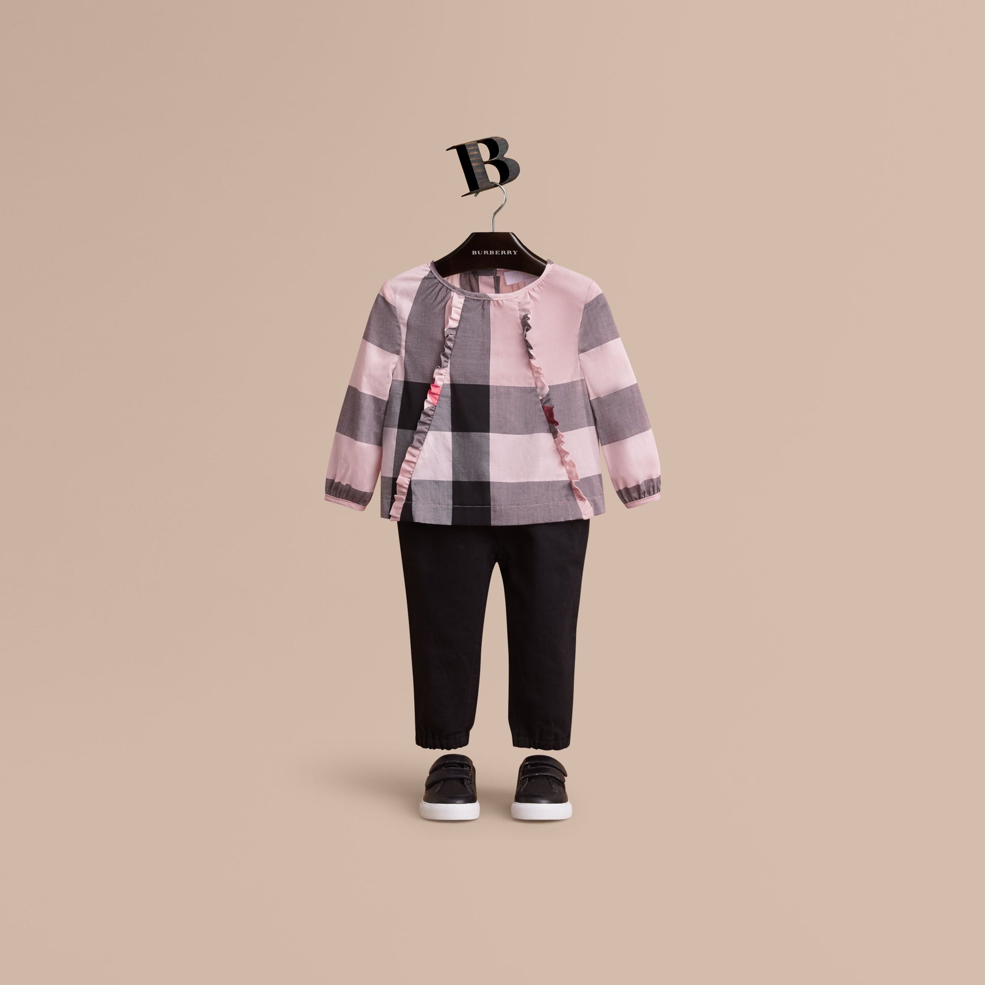 VINTAGE PINK Haut en coton à motif check avec volants