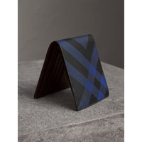 BRIGHT LAPIS Portefeuille à rabat multidevise en tissu London check