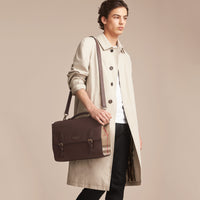 OAK BROWN Sac cartable en cuir et coton House check