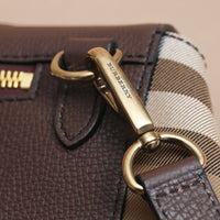 OAK BROWN Sac cartable en cuir et coton House check