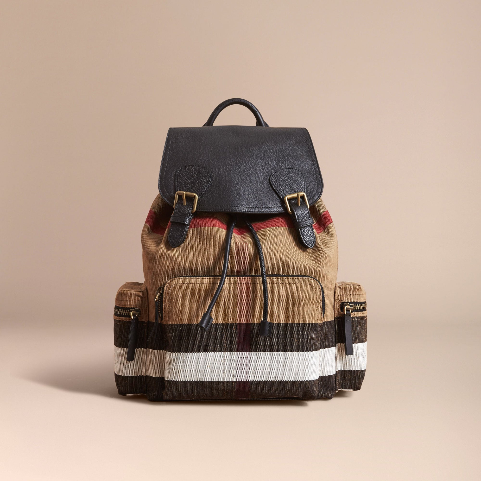 CLASSIC CHECK Grand sac The Rucksack en toile Canvas check et cuir