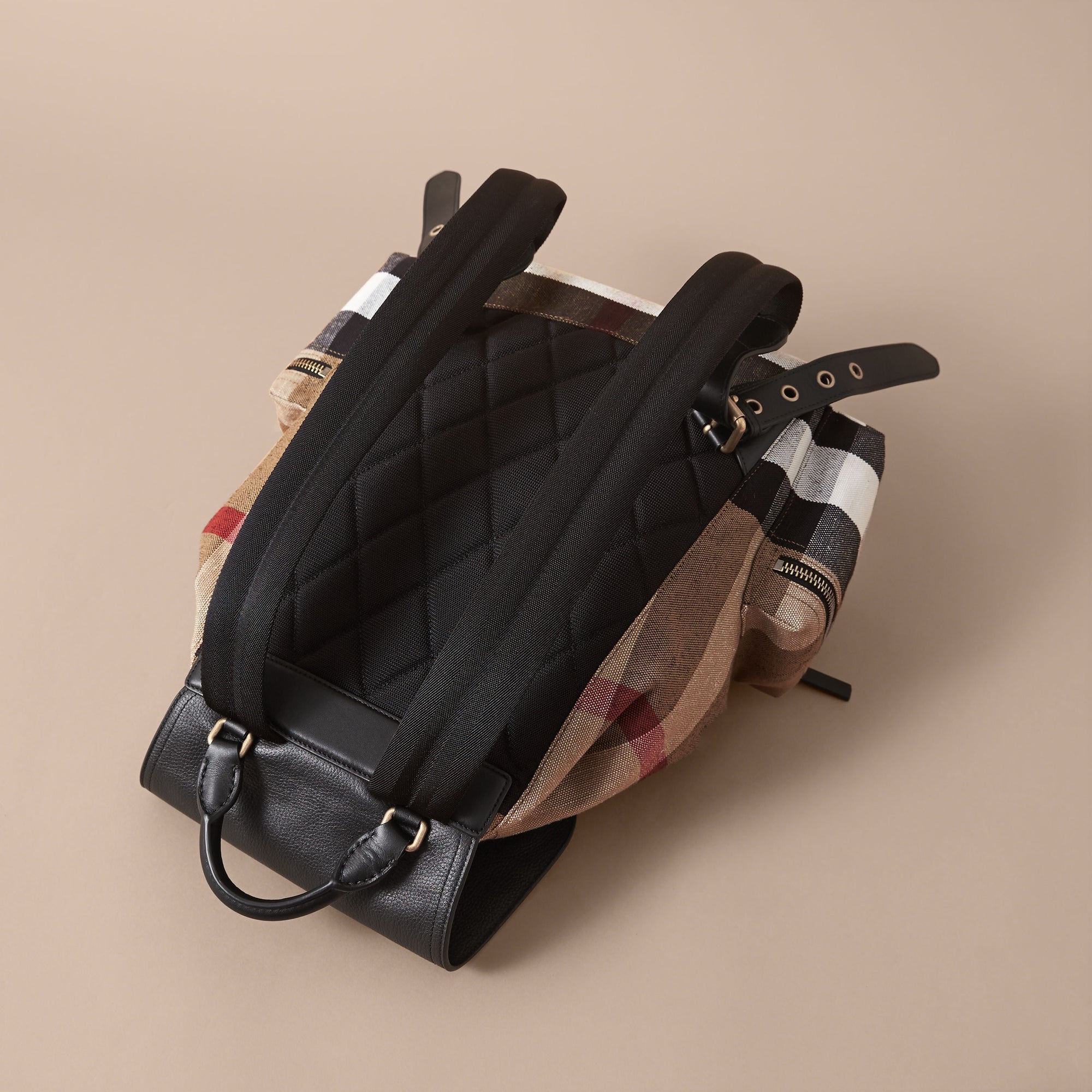 CLASSIC CHECK Grand sac The Rucksack en toile Canvas check et cuir