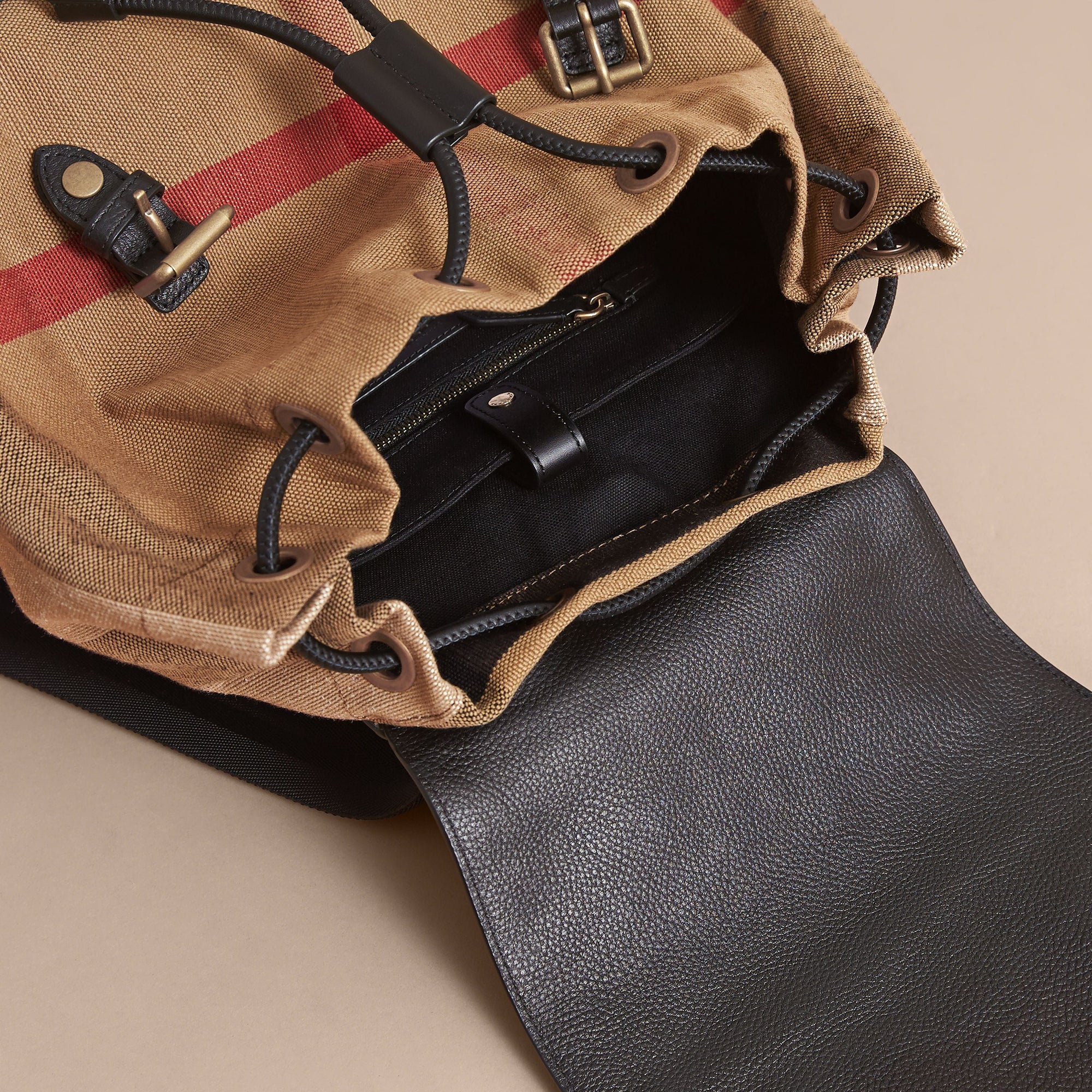 CLASSIC CHECK Grand sac The Rucksack en toile Canvas check et cuir