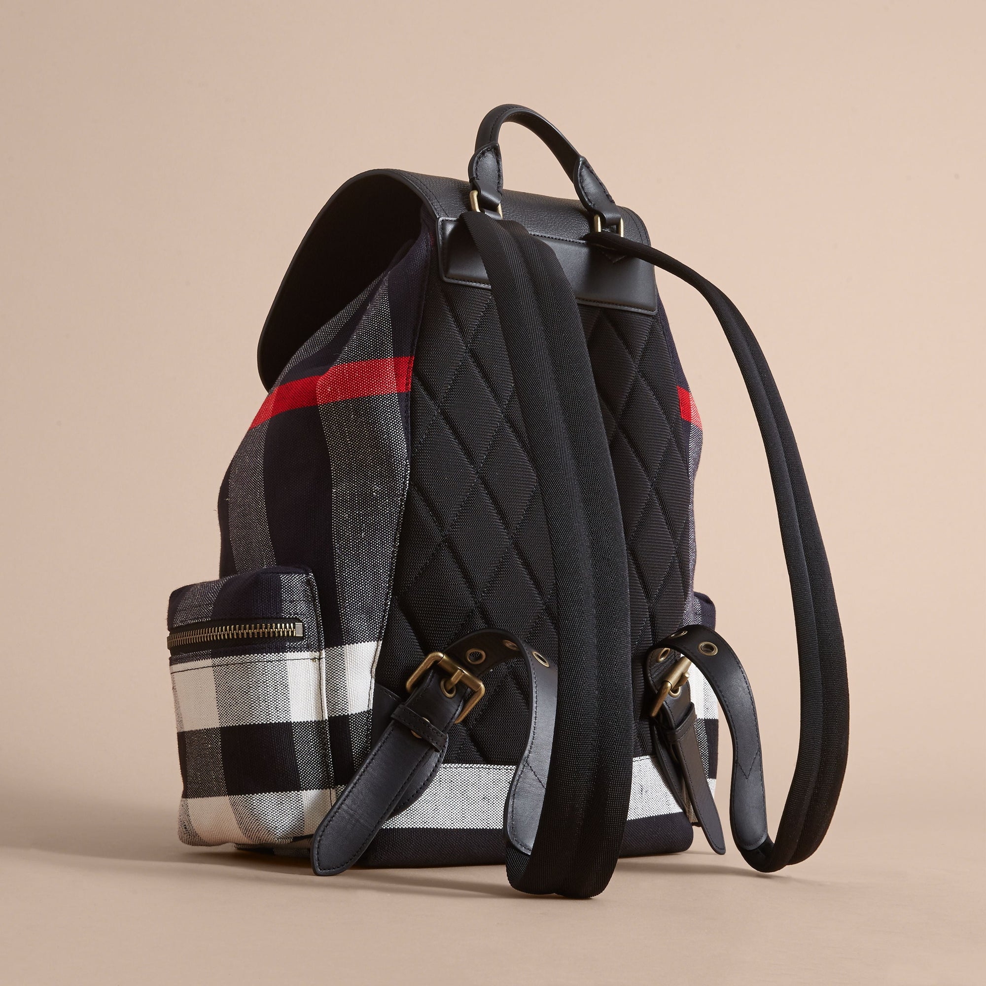 BLACK Grand sac The Rucksack en toile Canvas check et cuir