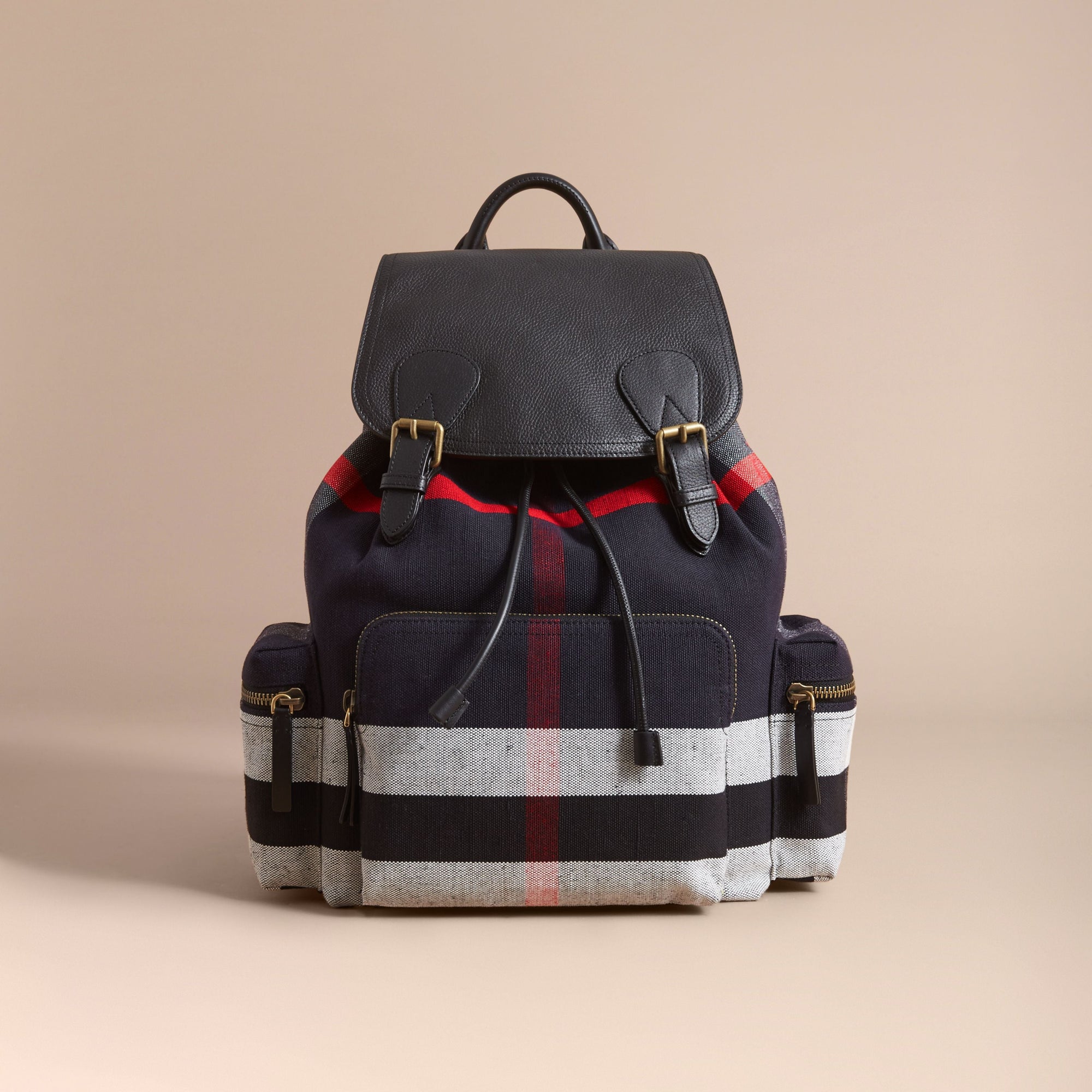 BLACK Grand sac The Rucksack en toile Canvas check et cuir