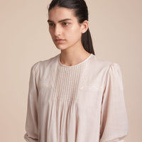 CHALK PINK Robe en coton avec dentelle à nervures