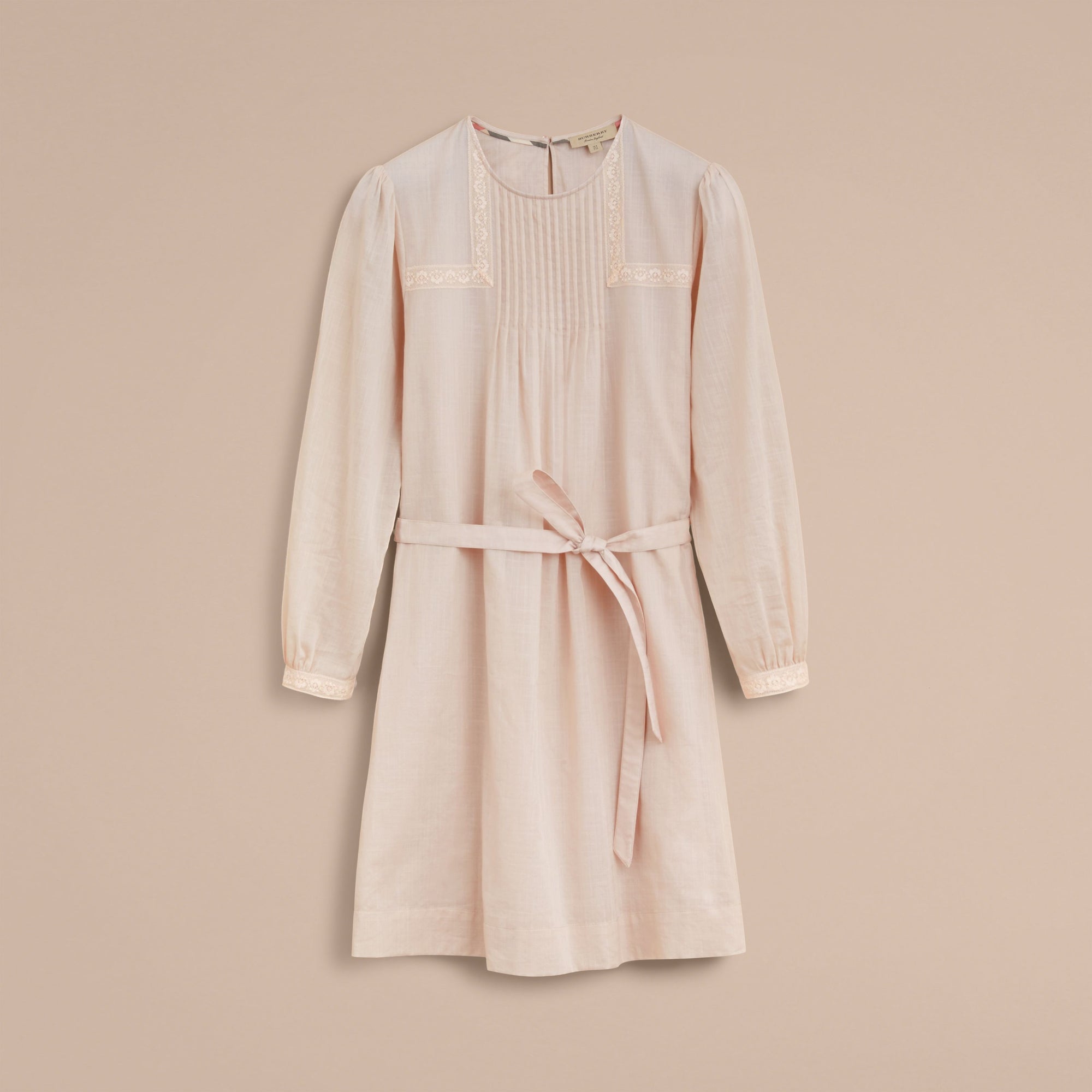 CHALK PINK Robe en coton avec dentelle à nervures