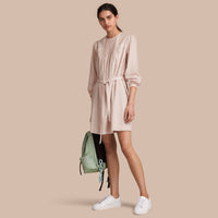 CHALK PINK Robe en coton avec dentelle à nervures