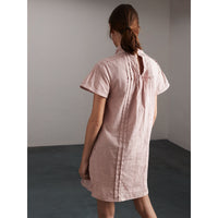 THISTLE PINK Robe en lin et coton à plis nervurés