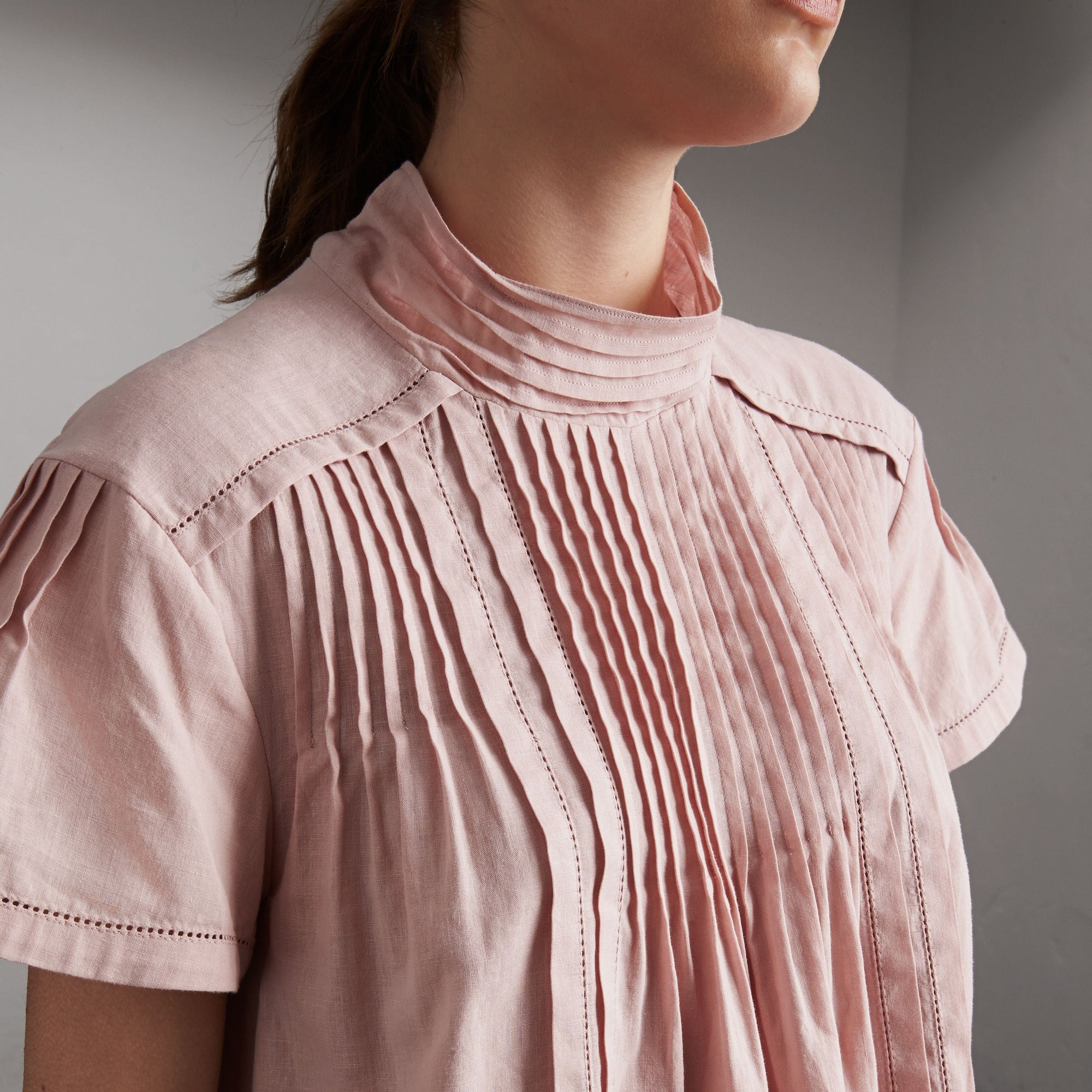 THISTLE PINK Robe en lin et coton à plis nervurés