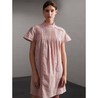 THISTLE PINK Robe en lin et coton à plis nervurés