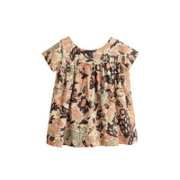 Robe à smocks en coton avec imprimé bestiaire - Rose taupe antique