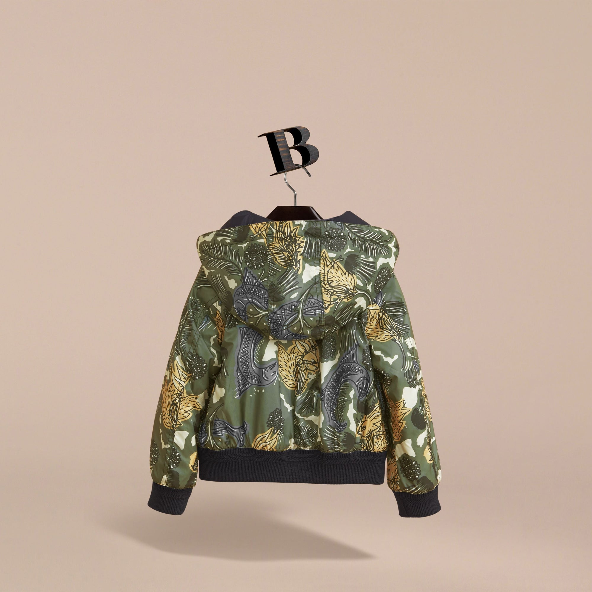 SAGE GREEN Bomber à capuche avec imprimé Bestiaire