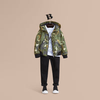 SAGE GREEN Bomber à capuche avec imprimé Bestiaire